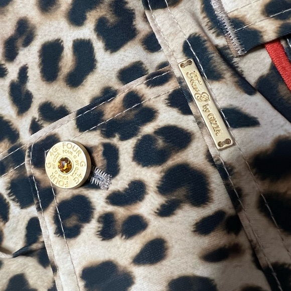 4G by Gizia skirt rhinestones bling buckles cheetah leopard print orange mini - Picture 4 of 8